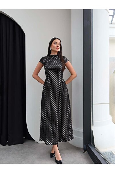 FMN Collection Short-Sleeved, Waist-Fitting, Six-Way Flared Skirt, Long Midi ...