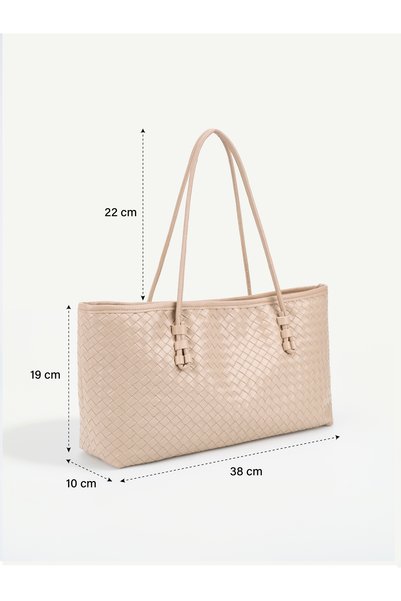 MYSTOBAG Women's Tote Zippered Baguette Hand Shoulder Bag with Knitted Detail