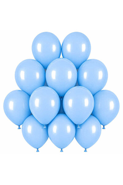 BeySüS Blue Color Latex Macaron Balloons (30 cm) - 12 Pieces