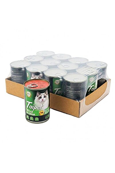 TAIPET TTaipet Beef in Chunk Cat Food 400g (12 Cans Box) Premium Wet Cat Food...