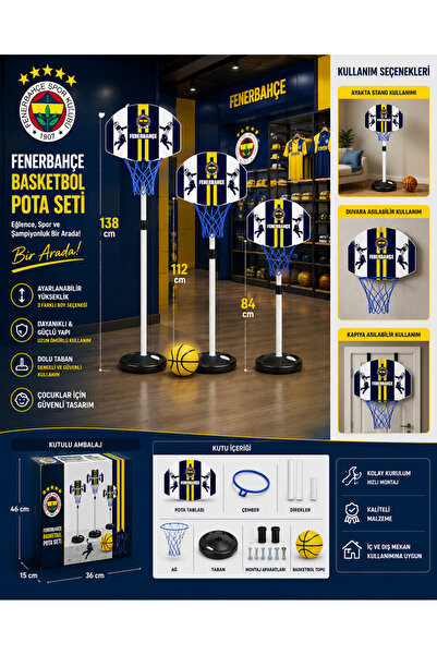 Fenerbahçe 2026 YENİ SEZON LİSANSLI BASKETBOL POTA SETİ 138*112*84 CM 3 SEÇEN...