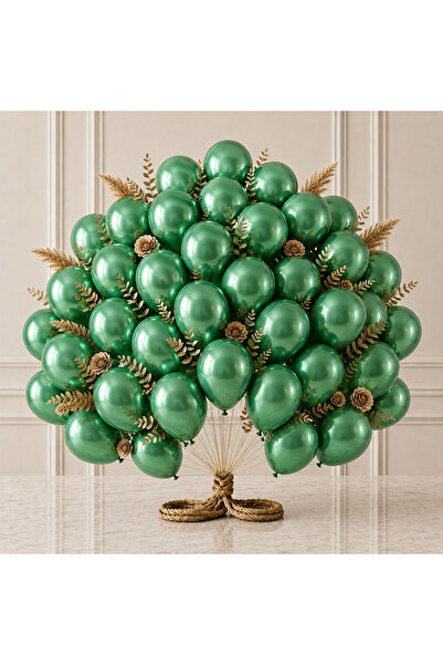 BeySüS Green Color Latex Metallic Balloon (30 cm) - 50 Pieces