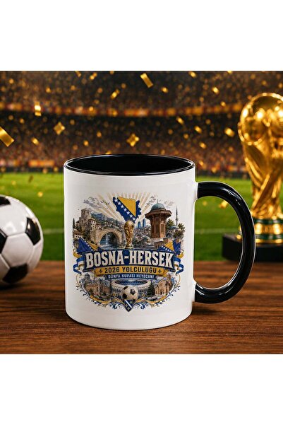 Bk Gift كأس أسود بتصميم كأس العالم لكرة القدم بتصميم مشجعي البوسنة والهرسك - 2