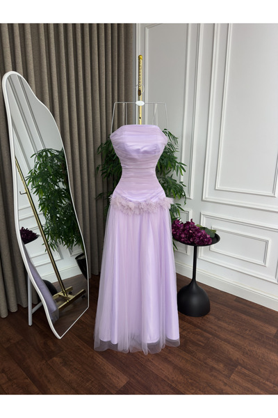 Diva style Lavender Tulle Evening Dress