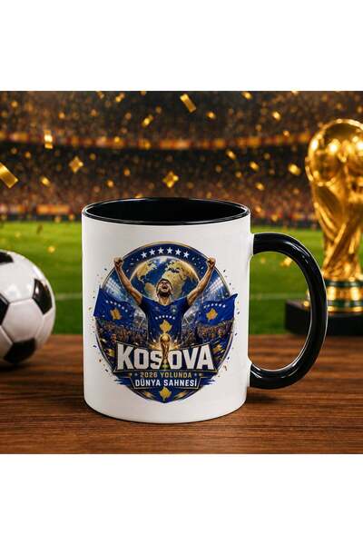Bk Gift Kosova Fan Themed World Football Cup Designed Black Trophy Cup-4