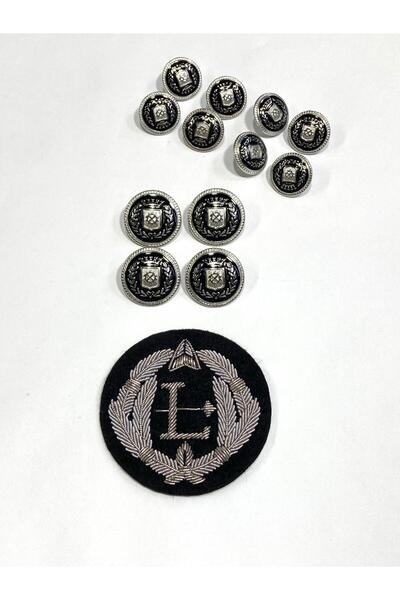 karantuhafiye Blazer Jacket Button and Emblem Set / Emblem Set / Silver Black