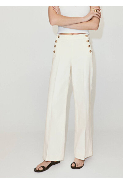 MANGO Woman Yanı düğmeli wide leg jean