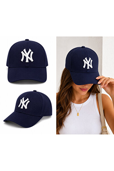 NY New York Nakışlı Lacivert Unisex Şapka Ayarlanabilir Cırtlı