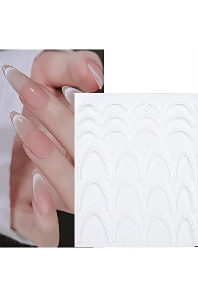 aba nails Ombre Efekt French Tırnak Sticker Beyaz Nail Art SD-1953