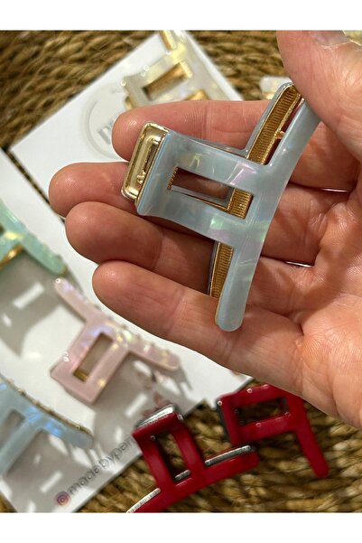 MADE BY PERİ Luxury Acetate Latch Buckle Pearlescent Bone Hair Accessory
