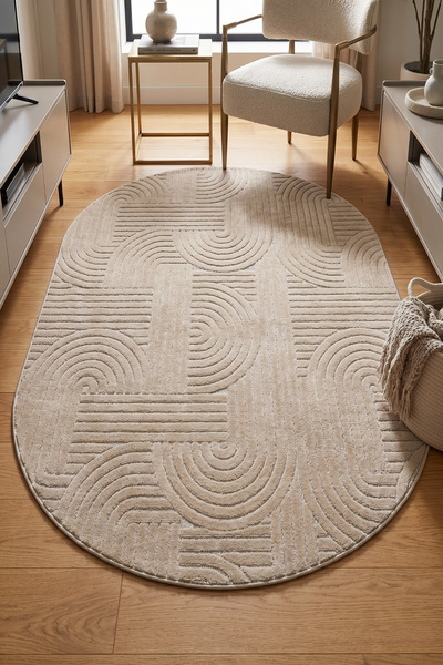 Bonny Home Modern Dekoratif Oval Salon Yatak Odası Halısı İskandinav Desenli ...