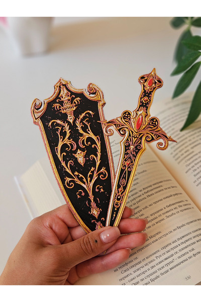 Anka Atolye Kalkan ve Kılıç Şeklinde Kitap Ayracı – 3D Baskı - Fantastik Tema...
