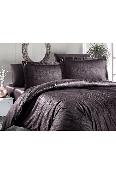 Pucioasa Lenjerie de pat Jacquard Satin - Athena Kahve, 2 persoane, 6 piese, ...
