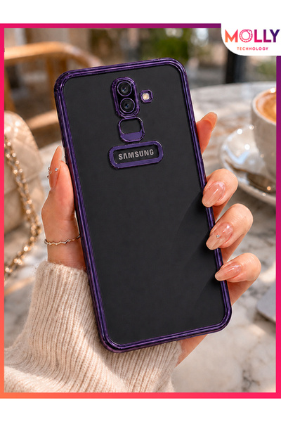 Molly SAMSUNG GALAXY A6+ PLUS İçin Kenarları Metalik Derin Mor Lens Koruyucul...
