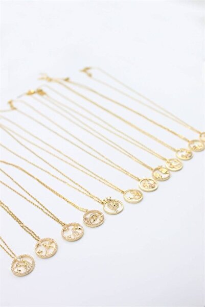 Generic Brand 12-piece zodiac necklace set - gold