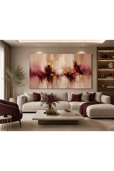 Genel Markalar Bordo Elegance Soyut Kanvas Tablo – Krem, Bej ve Bordo Tonlu D...
