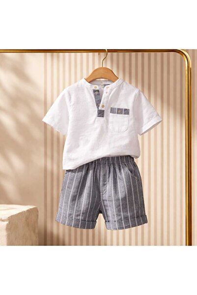 Ay-Giyim Boys' Stylish Muslin Suit with Shorts