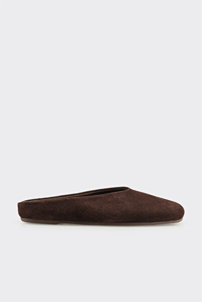Elle Shoes Kahve Deri Kadın Sabo Terlik