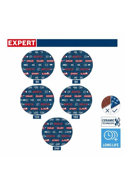 Bosch Expert O780 Σετ Δίσκων Λείανσης Άνω-Κάτω 55 τεμάχια 150 χιλιοστά Κοκκομ...
