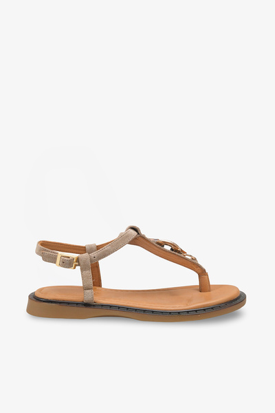 İNNABUTİKK Karen Women's Sandals with Genuine Leather Accessories - Beige Suede
