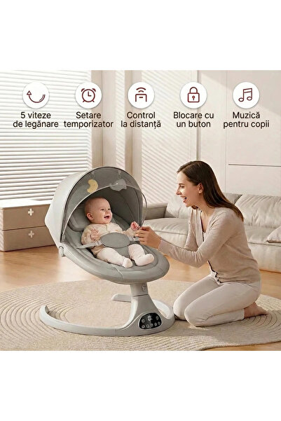 SMANIA Balansoar electric RC pentru bebeluși RockyBaby ™   (gri)