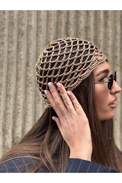 HARMİNSTORE Kadın El Örgüsü Saç Filesi- Bone Vintage Bandana
