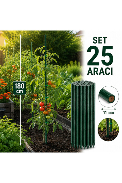 PROCART Garden stakes - vertical support 180 cm, diameter 11 mm, set of 25 pi...