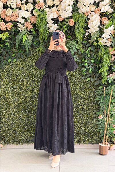Moda Fatma pamuk keten dijital astarlı Elbise