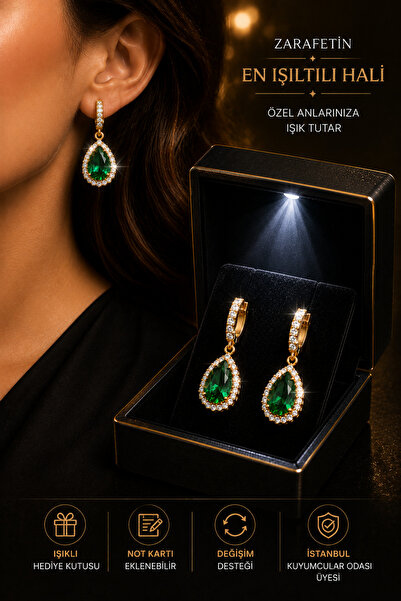 Crystal Diamond Zirconia Işıklı kutuda 4 karat hürrem sultan küpe