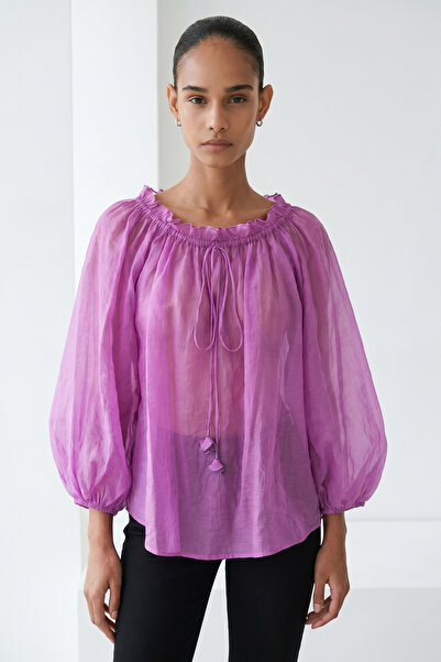 Exquise Long Sleeve Ornamental Lace Regular Blouse