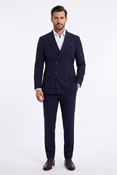 Uki LACİVERT Comfort Fit 6 Drop Kruvaze Takım Elbise