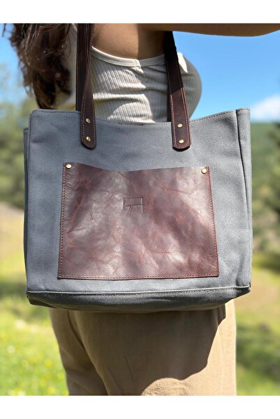 Thorn Bag kadın kanvas hakiki deri kol çantası