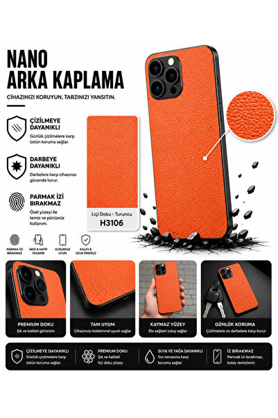 Astakos 3M Küçük Desen Deri Doku Turuncu Arka Kaplama Samsung Galaxy Note 10 ...