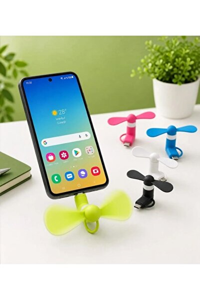 lstri Vantilatörü Fan Mini Soğutucu Telefon ve Powerbank Uyumlu Type C ve Lig...