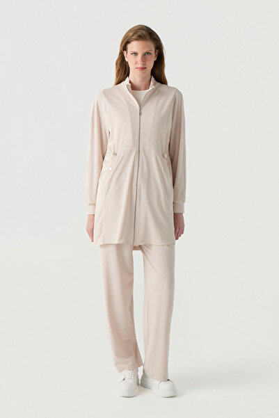 Zühre Zippered Drawstring Minimal Beige Set 1939