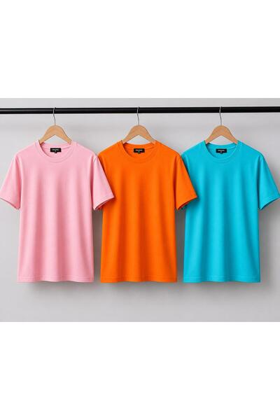 Kuraff Giyim Unisex Basic 3-Pack Cotton Solid Color T-Shirt