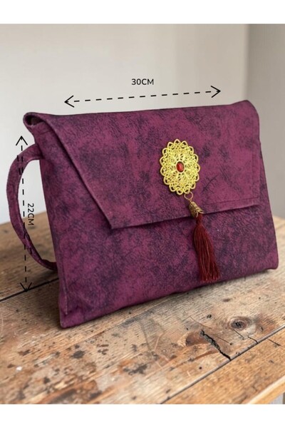 Medrese Kitab Evi Kuran Kılıfı Çantası Kabı Rahle Boy 22x30 Cm Bordo Renk Kur...