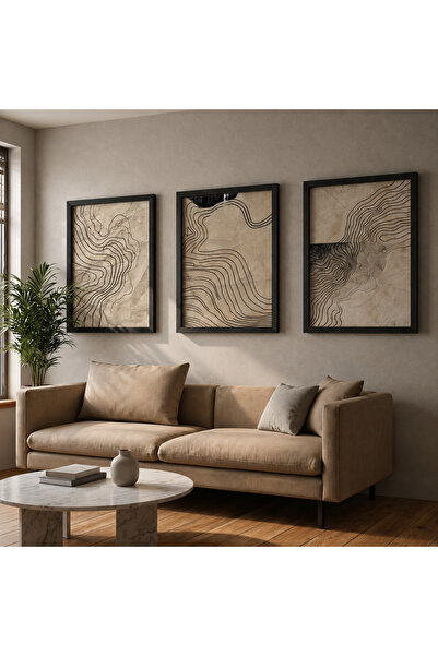 Bourdua Design Topografya | Organik Çizgi Sanatı Üçlü Poster Seti Doğa İlhaml...