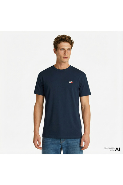 Tommy Hilfiger TJM REG BADGE TEE EXT Erkek Mavi T-Shirt - DM0DM20322
