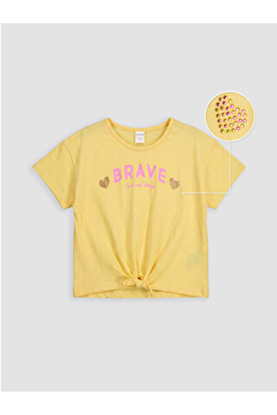 LC Waikiki New Season Yellow Stone Girls' T-Shirt