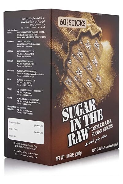 sugar in the raw أعواد سكر ديميرارا 300 جرام 60 عود