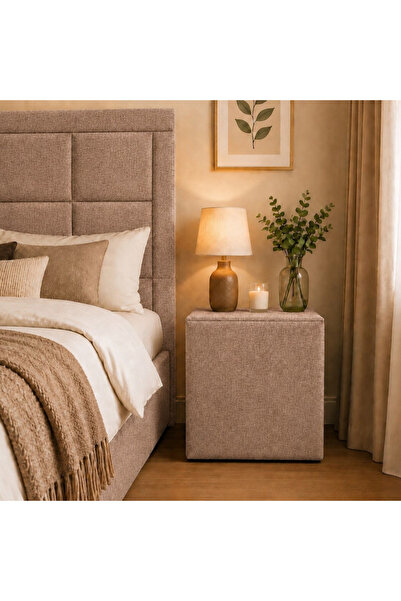 OEM Noptiera tapitata "Premium", 45x40 cm, Maro taupe