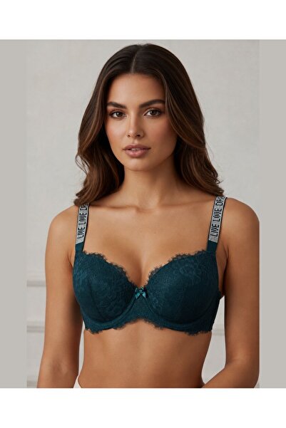İntive Lingerie Intive Aura Sutien cu bretele verde smarald și pietre -Live L...