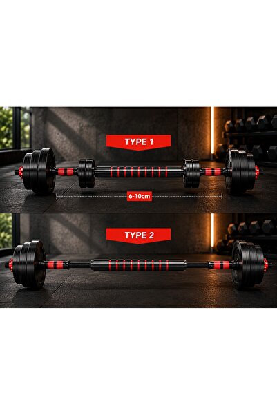 Generic 20KG Adjustable Dumbbell & Barbell Set with Non-Slip Grip for Home Gym Strength Training