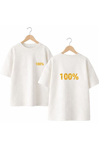 playwear تي شيرت بياقة دائرية واسعة وفضفاضة مصنوعة من القطن بنسبة 100% مع طبا...