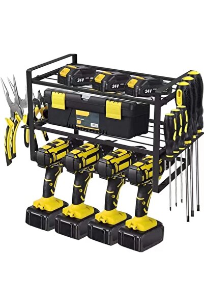 The Bros Power Tool Organizer-4Drill Holder Wall Mount, 3 Layer Heavy Duty Me...