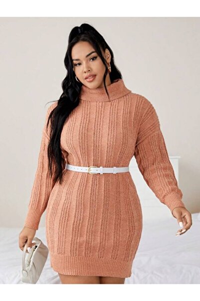 Iuliashop Monalis Knitted Short Dress Salmon - Plus Sizes - 46