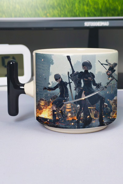ZipZap Nier: Automata Printed Ceramic Luxury Mug (1 Piece) T-Shaped Special B...