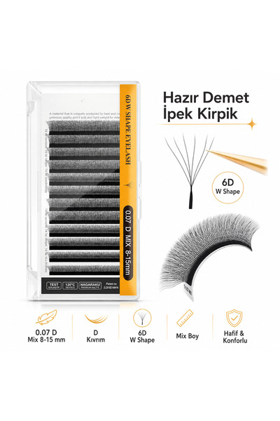 GENELOEM W6D Hazır Demet İpek Kirpik C Kıvrım Mix Volume Kirpik