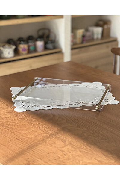 Mary's Concept Pleksi Tepsi Pirinç Kulplu